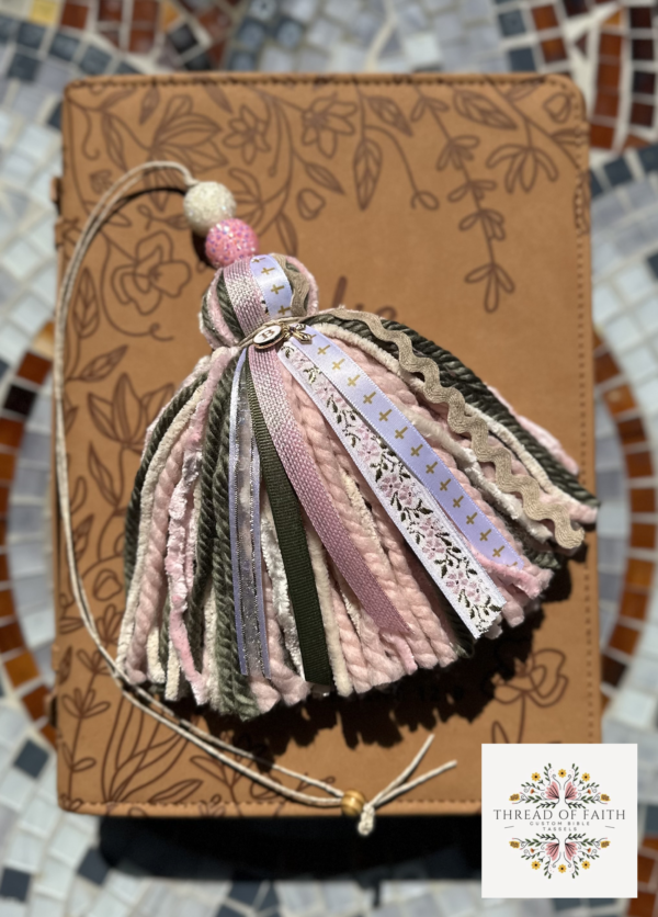 Light Pink and Green Floral Tassel