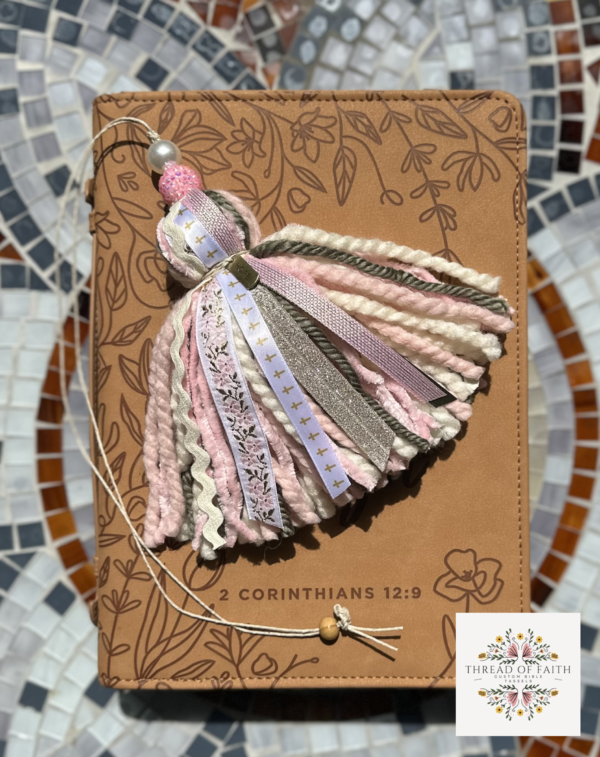 Light Pink and Green Floral Tassel