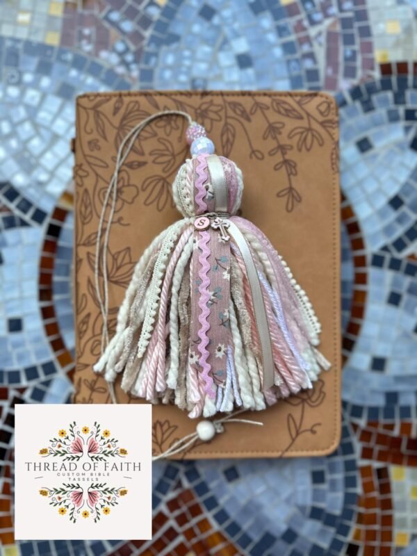 Light Pink and Cream Floral Bible Tassel