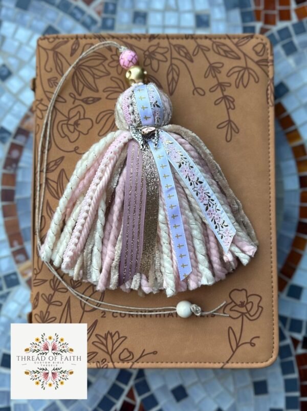 Light Pink and Cream Floral Bible Tassel