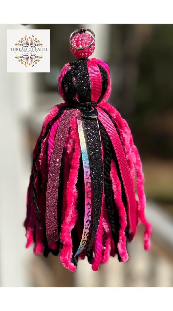 Pink and Black Rainbow Cheetah Keychain