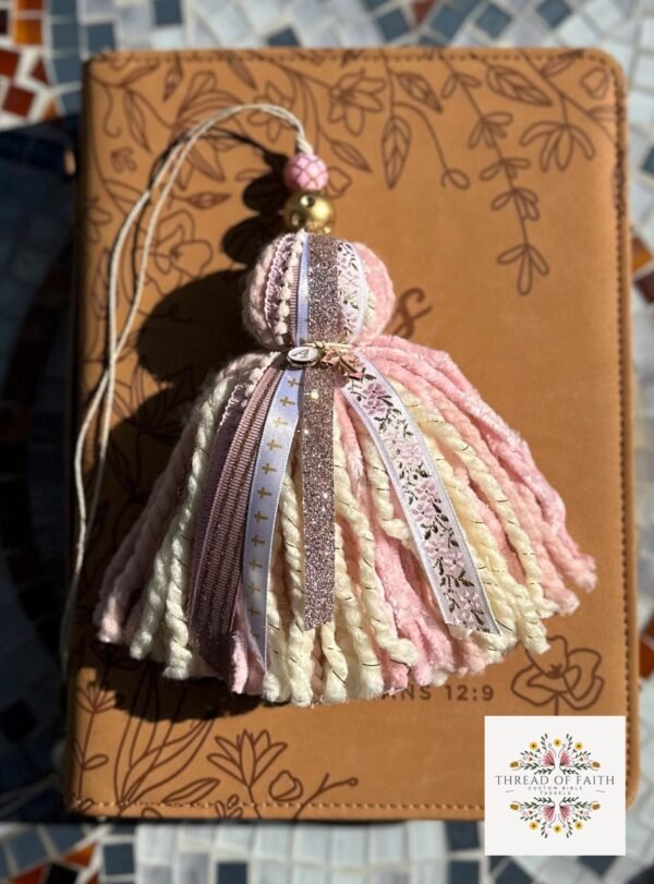 Light Pink and Cream Floral Bible Tassel