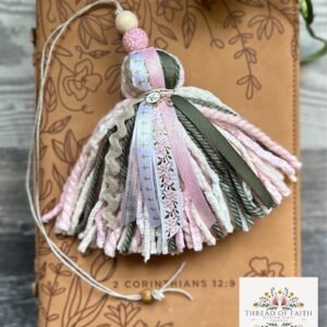 Light Pink and Green Floral Tassel