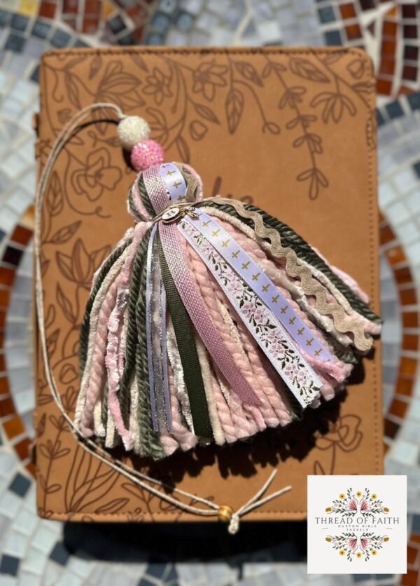 Light Pink and Green Floral Tassel