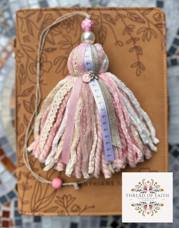 Light Pink and Cream Floral Bible Tassel